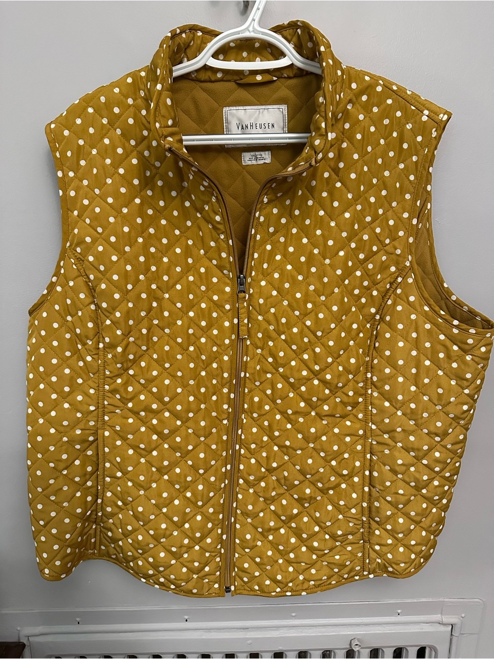 Van Heusen Women’s Mustard Quilted Polka Dot Vest
